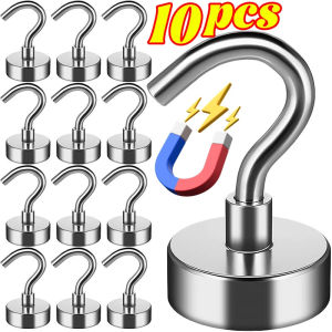 20/10ชิ้น ตะขอแม่เหล็กแบบโลหะแข็งแรง / ตะขอแม่เหล็กติดผนังแบบใช้งานหนัก / ที่แขวนกุญแจติดผนัง / แม่เหล็กจัดระเบียบห้องครัวและห้องน้ำในบ้าน