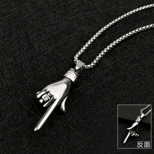 สร้อยคอโซ่ไททาเนียม แฟชั่นสตรีท ทรงนิ้ว หน้าม้า สุดเท่ สร้อยคอโซ่ไททาเนียม เครื่องประดับแฟชั่นสำหรับผู้ชายและผู้หญิง