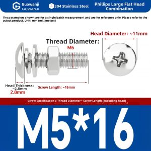 GUWANJI | 304 Stainless Steel Cross Pan Mushroom Head Screw Nut Set M2-M8