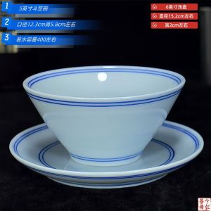 Xihong Jingdezhen Ceramic Chinese Style Hotel Restaurant 3-Piece Set Bowl Tray Bone Dish Small Spoon Underglaze Color High Temperature