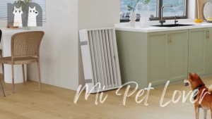 【Mi Pet Lover】Free Standing Dog Gate with Door Foldable Dog Fence Puppy Gate for Stairs Hallways Doorways Deck Yard