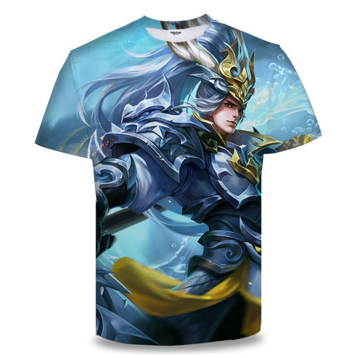 King Glory Han Xin Bai Longyin Clothes 3D Print Men's and Women's Short Sleeve T-Shirt Spring and Summer Teenagers Kids Cos Tops