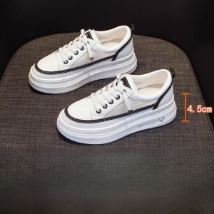 WANGGONGZHU | Leather Sneakers Breathable Casual Womens Shoes Fashion Mesh Heightening Spring Autumn Versatile Flat Footwear Comfortable Rubber Sole