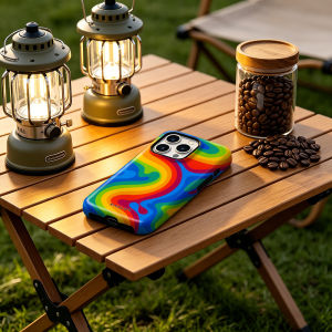 Potdemiel | Rainbow Wave Bumper Case Dual Layer for iPhone 17 16 15 14 Plus 13 Pro Max Shockproof Hard PC Cover