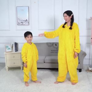 Pokemon19 Year New Cartoon  Parent-Child Couple Autumn and Winter Flannel Purple Night Horse Animal Homewear Wholesale Delivery