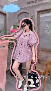 P20964 เดรสเชิ้ตสก็อตแขนบอลลูน