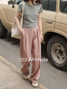 Áo Thun Tay Ngắn Thiết Kế Nhỏ Gọn Màu Xám Có Chi Tiết Gấp Bên Hông Cho Nữ Mùa Hè Thường Ngày Cổ Tròn Thoáng Khí