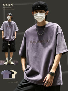 Áo Thun Cotton Nam Tay Ngắn Mùa Hè Thường Ngày Rộng Rãi Đa Năng Thêu Chữ Phong Cách Mỹ Tay Lửng Chất Lượng Cao Thoáng Khí