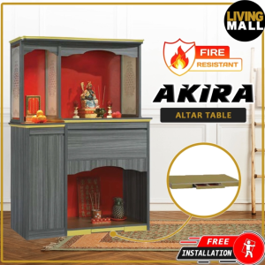 LivingMall Akira Oriental Altar Table with Top Altar Cabinet Fire Resistant MDF Board
