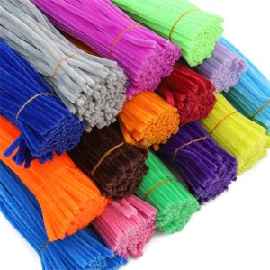 100Pcs 30cm Colorful Chenille Stems Stick Cleaners Chenille Stem Pipe Kindergarten Handmade Material Velvet Plush Strips for Kids DIY Creative Toys Craft Supplies