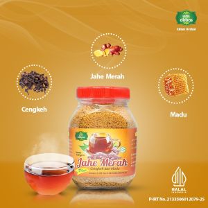 PAKET 2 BOTOL Jahe Merah Abbas 330 gram asli original plus gula arencengkih dan madu //jahe Merah berkualitas cocok untuk menghangatkan badan.