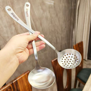 Large Size Stainless Steel Long Handle Soup Spoon Creative Drain Spoon Kitchen Utensils Hot Pot Spoon Soup Shell Key