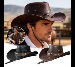 Faux Leather Western Cowboy Hats For Women Men Vintage Gentleman Dress Hats Panama Cowgirl Jazz Cap Sombrero Hombre