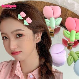 [Bán thua lỗ] Y2K hoa màu kẹo tươi kẹp tóc mini ngọt ngào dễ thương Tulip bangs bên nhựa BB barrettes cho phụ nữ