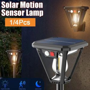 Solar Motion Sensor Light Outdoor Waterproof Lighting Dual Purpose Lawn Lamp and Wall Sconce for Garden or Porch