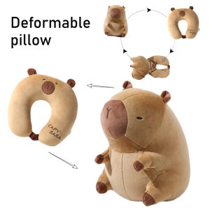 Portable Cartoon Capybara U-shaped Plush Pillow 2 in 1 Travel Neck Support Pillow Cute Plush Throw Pillow Office Chair Cushions