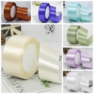 Ruộng Băng Satin 40mm 25 Thước Màu Trắng Ngà Xanh Dương Đỏ Dùng Cho Tiệc Sinh Nhật Đám Cưới Thủ Công DIY Hộp Quà Gói Bánh Trang Trí Thủ Công