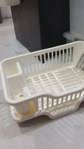 Compact Plastic Dish Drying Rack with Drain Tray | Space Saving Kitchen Counter Organizer with Utensil Holder