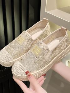 Giày Lưới Thoáng Khí Đế Phẳng Kiểu Dáng Thuyền Nhân Mùa Xuân Hè Mới Cho Nữ Đế EVA Đế Cao Su Giày Đơn