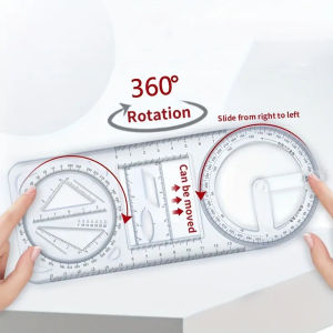 ชุดไม้บรรทัดเรขาคณิตอเนกประสงค์ 3 ชิ้น ไม้บรรทัดหมุนภาพวาดกราฟิกต่างๆ เครื่องมือวาดภาพวัสดุพลาสติก ไม้บรรทัดสี่เหลี่ยมภาพวาดกราฟิกแบน ไม้บรรทัดพิเศษสํานักงานนักเรียน