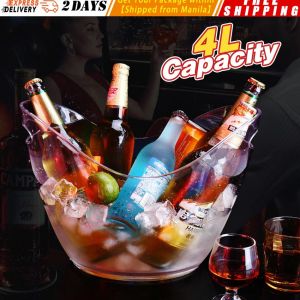 Transparent Yuanbao Ice Bucket Champagne Red Wine Bucket Ice Grain Bucket Foreign Wine Bucket 8L Acrylic Plastic Beer Ice Bucket Clear Plastic Ice Bucket Wine Cooler or Champagne Bottles Ice Cooler Bar Decor Champagne Bottles Drinks Cooling