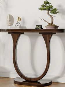 New Chinese Style Modern Solid Wood Entrance Table Narrow Semi-Circular Wall-Mounted Console Simple Design Hallway Desk