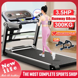 3.5HP Electric treadmill Black Deluxe treadmill with Armrest Multi functional Timing Foldable 1-15KM/H treadmill ultra-quiet shock absorption and Massgae Treadmill folding gym equipment