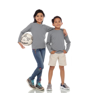 Kaos Polos Anak Oneck Lengan Panjang Bahan Katun Combed 30s Warna Light Gray