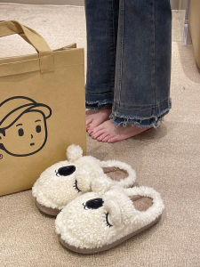 Cute Koala Plush Slippers Womens Home Indoor Warm Anti-slip Fall Winter New Style Furry Slip-On Shoes Comfortable Low Heel