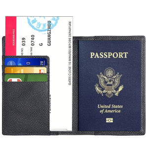 ที่ใส่เอกสารป้องกันสำหรับการเดินทางในต่างประเทศที่ใส่บัตรหนังวัวชั้นบนสุดคลิปใส่ตั๋วกระเป๋าสตางค์หนังแท้หนังสือเดินทางซองใส่หนังสือเดินทาง