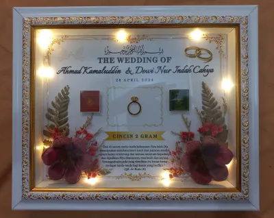 BINGKAI MAHAR 3D RUSTIC LIST GOLD / BINGKAI HANTARAN PERNIKAHAN / FRAME MAHAR SIMBOLIS PERNIKAHAN/ FRAME 3D CUSTOM SEHARI BERES