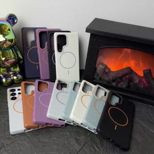 Applicable for Samsung S23FES23UltraS23+S22UltraS22+S23 UltraS22 UltraS23 FE Mobile phone caseTPU Lychee pattern Magnetic suction Case coverSimple Soft edge Shockproof Case