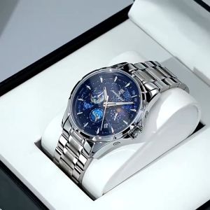 Đồng hồ nam chính hãng POEDAGAR 916 đồng hồ kim loại sang trọng thanh lịch cổ điển dây đeo bằng thép không gỉ
