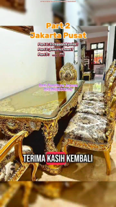 Meja Makan Mewah Elegan Sultan Set 6 Kursi Kayu Jati Jepara Ukir Custom