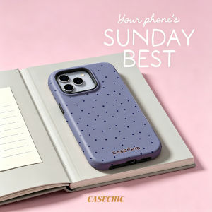 Potdemiel | Dusty Blue Polka Dot For 2 in 1 Flower Case For iPhone 17 16 15 14 13 Pro Max Luxury Phone Cover CaseChic