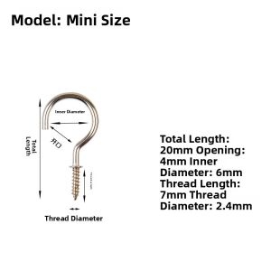 Iron Hook Eye Screw Light Hook Wood Self-tapping Screw Ring Hook