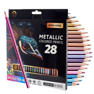 Metallic Color Pencil 12/28 Colors Drawing Pencil Set for Kids Art Supplies Kawaii Stationery