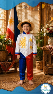 Baby Fourths Couture Buwan ng Wika United Nation Philippine Flag National Costume for Boy Complete Terno Set 3 Stars & a Sun Cultural Events Philippines