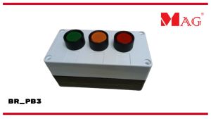 MAG Triple Push Button with Box for Barrier Gate Roller Shutter Lift use RED Yellow Green Button MAG Brand use BR_PB3