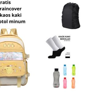 Tas Sekolah Anak SD SMP SMA Tas Ransel Sekolah Anak Perempuan Gratis Jas Hujan-Botol Minum-Kaos Kaki