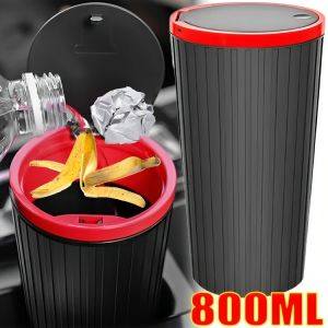 Car Cup-Shaped Trash Can ABS Push-Down Round Waterproof Car Trash Can with Sundries Bag Ashtray Universal Car Storage Box