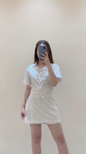 Sunny&Co Collared Polo Skort Terno Top Palda Shotes Pocket Coords Cotton Linen