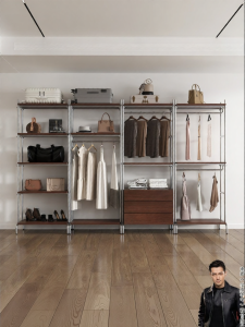 OUJUGEJIAJU | Open Iron Art Solid Wood L-Shaped Corner Wardrobe