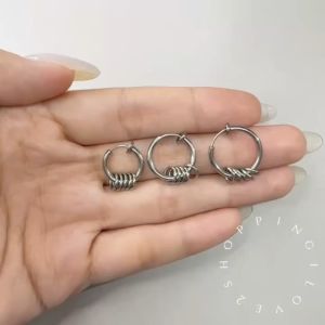 1/2pcs steel Korea new earrings piercing& non piercing hoop clip men women钛钢 耳骨钉 眉钉 无耳洞