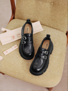 Belle | Retro Black Thick-sole Loafers