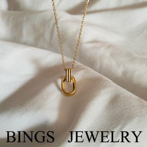 Elegant Chic Geometric Double Ring Necklace Titanium Steel Bathing No Need to Remove High Quality Womens Pendant Collarbone Chain