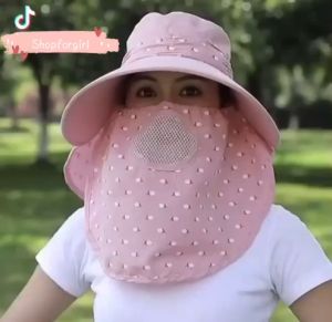 MŨ CHỐNG NẮNG NỮ MÙA HÈ VÀNH RỘNG NÓN ĐI NẮNG + KHẨU TRANG THÔ KAKI THOÁNG MÁT KHÔNG CONG GẪY