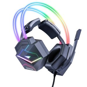 ONIKUMA | ONIKUMA Gaming Headset Wired Headset Player PC PS4 with RGB Lighting HD Flexible Microphone Headset for Xbox PS5 PC Games
