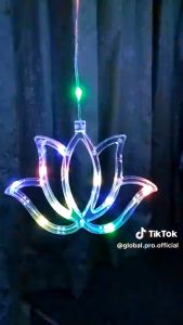 Deepavali Lotus Curtain Light 4M 8 Modes Diwali Icicle Curtain Light Waterproof Fairy Light Festival Decoration Item
