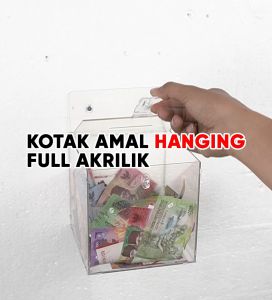 Kotak Amal Acrylic/Kotak Saran Akrilik Model Hanging 20x20x20 cm